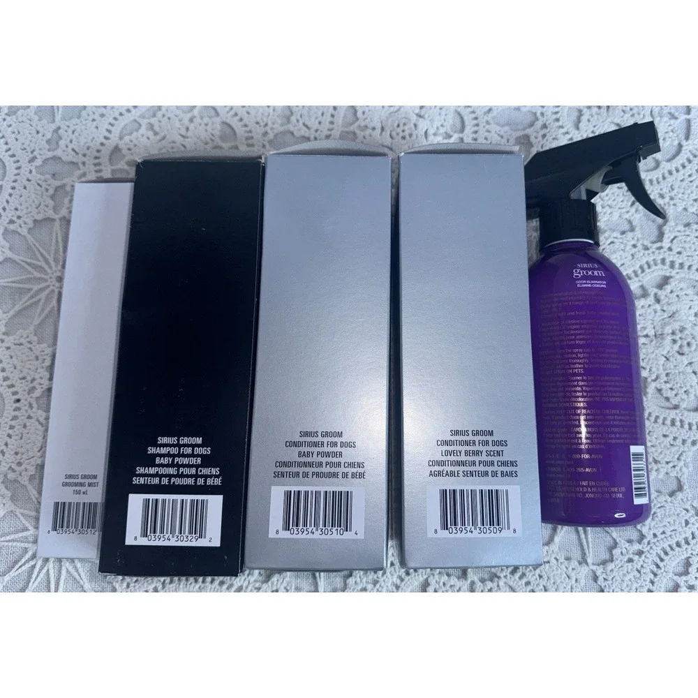 Avon NEW Lot of 5 Sirius Grooming Shampoo Conditioner Mist Odor Dogs Baby Powder